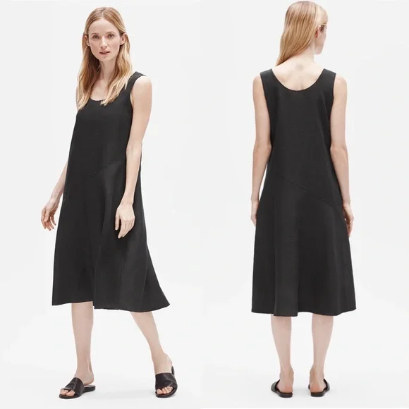 a line cotton dresses for women Rihoas V Neck Button Up Cotton Linen Midi Dress main image 0
